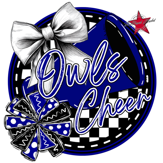 Owls Circle Cheer Design-Blue