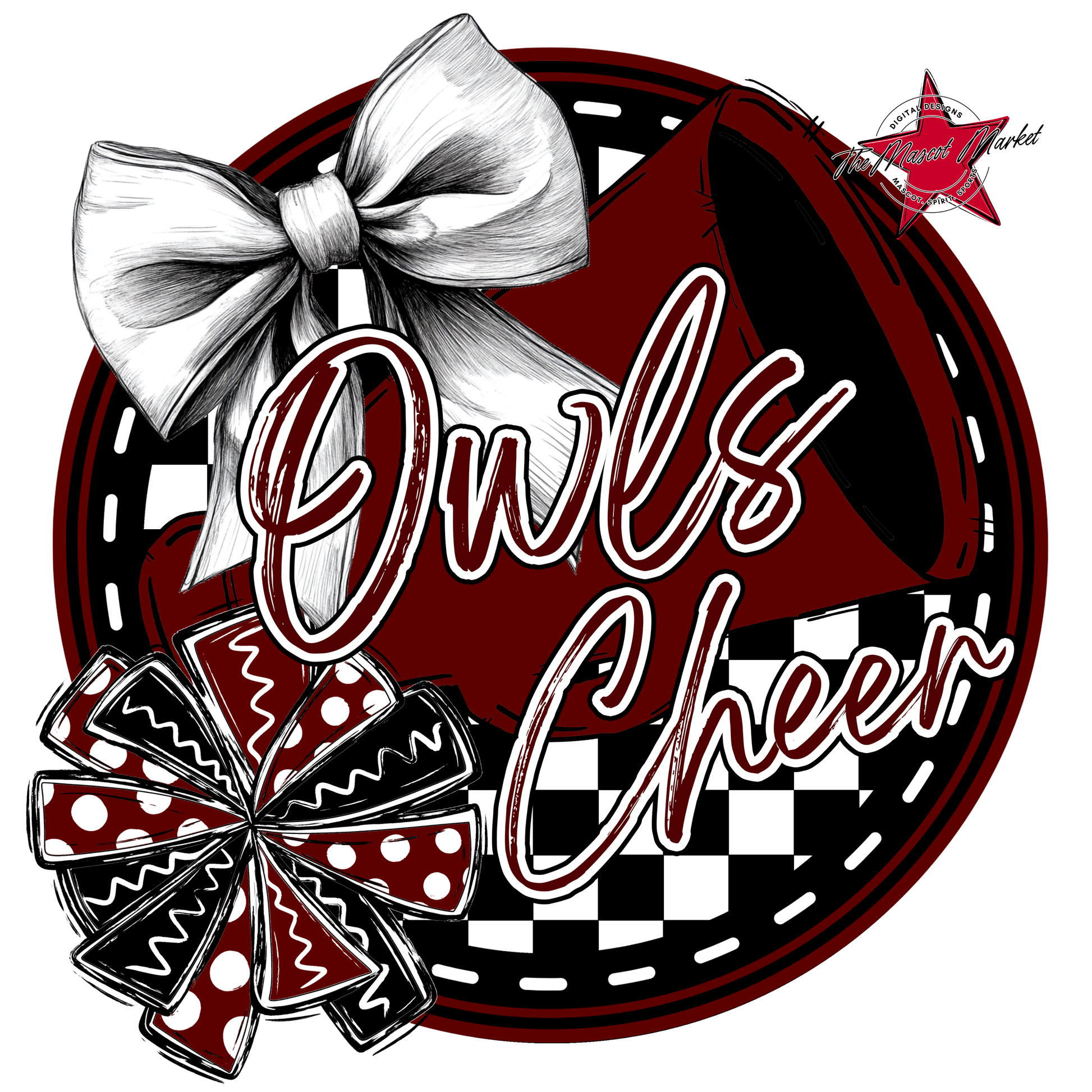 Owls Circle Cheer Design-Maroon