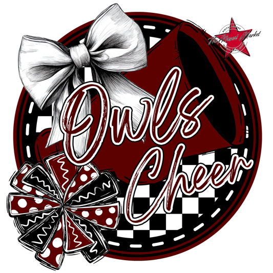 Owls Circle Cheer Design-Maroon