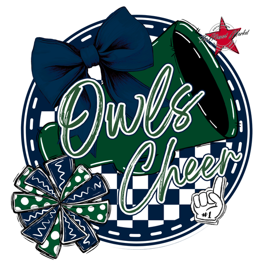 Owls Circle Cheer Design-Navy-Green