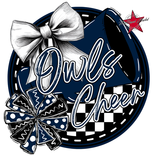 Owls Circle Cheer Design-Navy
