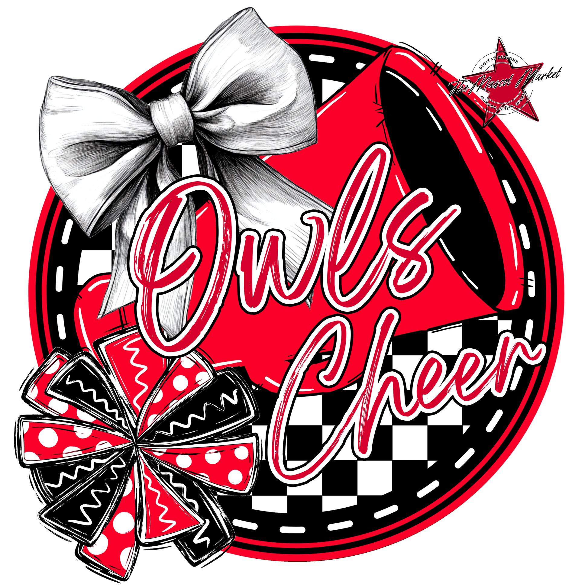 Owls Circle Cheer Design-Red