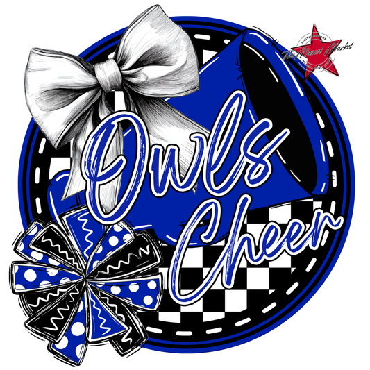 Owls Circle Cheer Design-Royal Blue