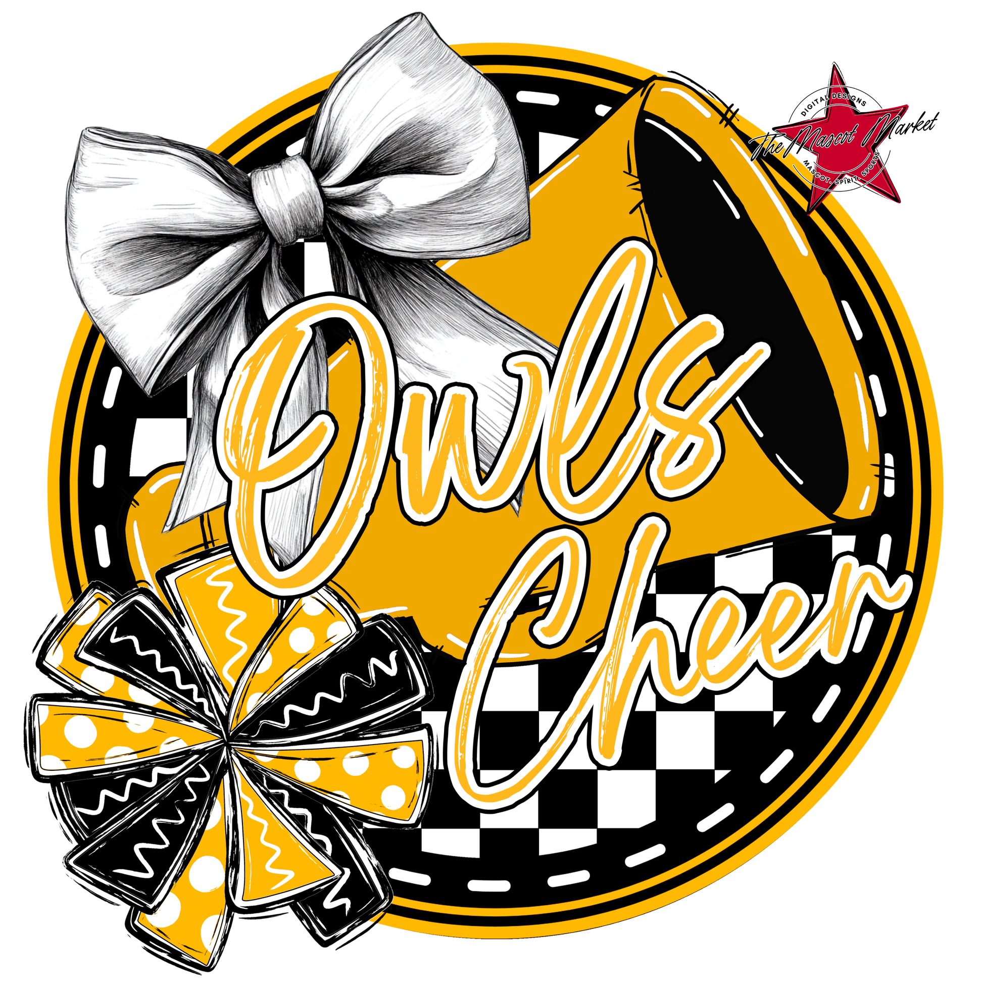 Owls Circle Cheer Design-Yellow