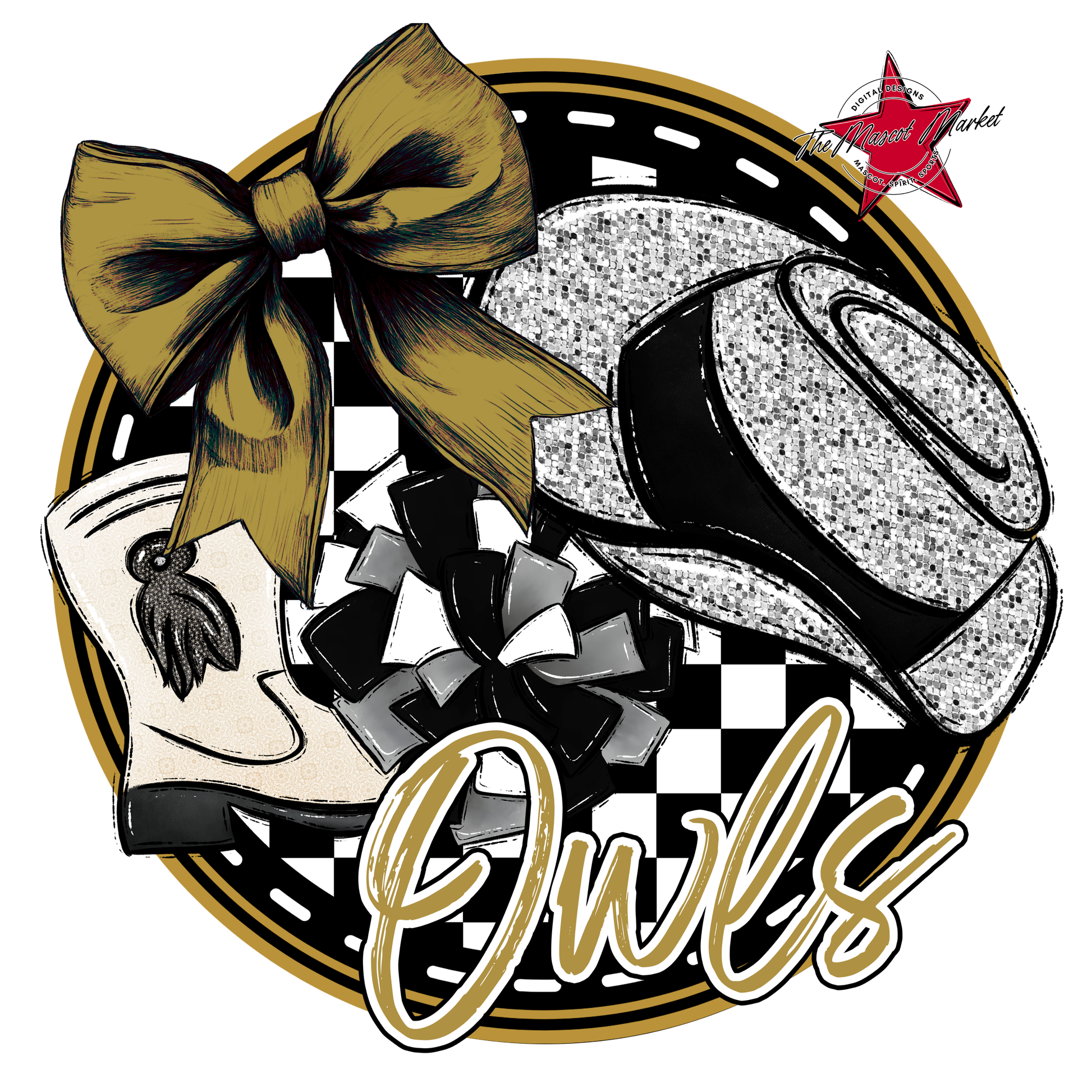 Owls Circle Drillteam Design-Gold