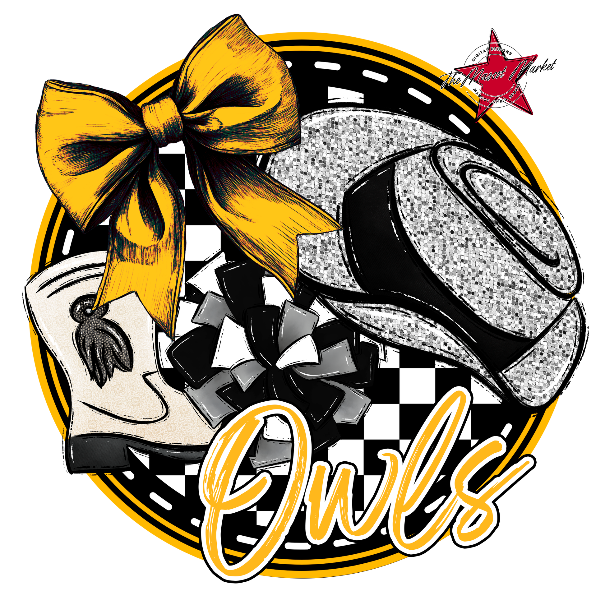 Owls Circle Drillteam Design-Yellow
