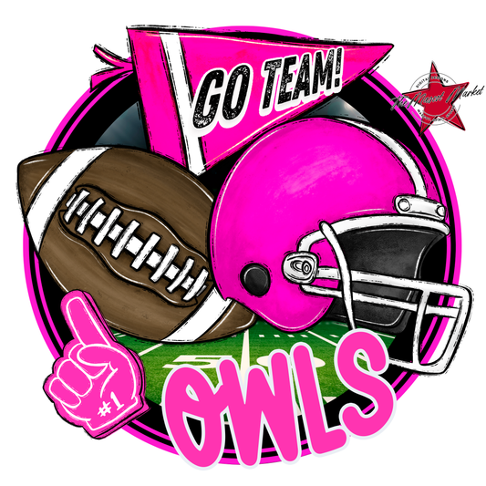 Owls Circle Football Design-Pink