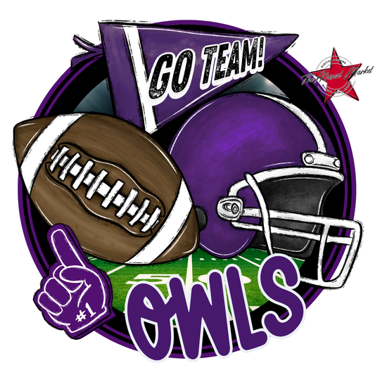 Owls Circle Football Design-Purple