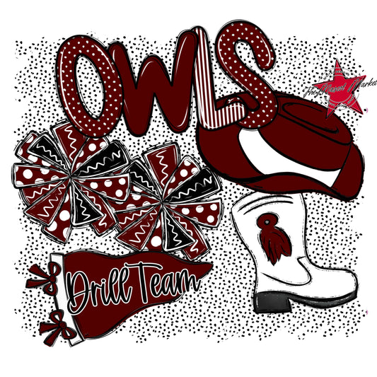 Owls Drillteam Spirit-Maroon