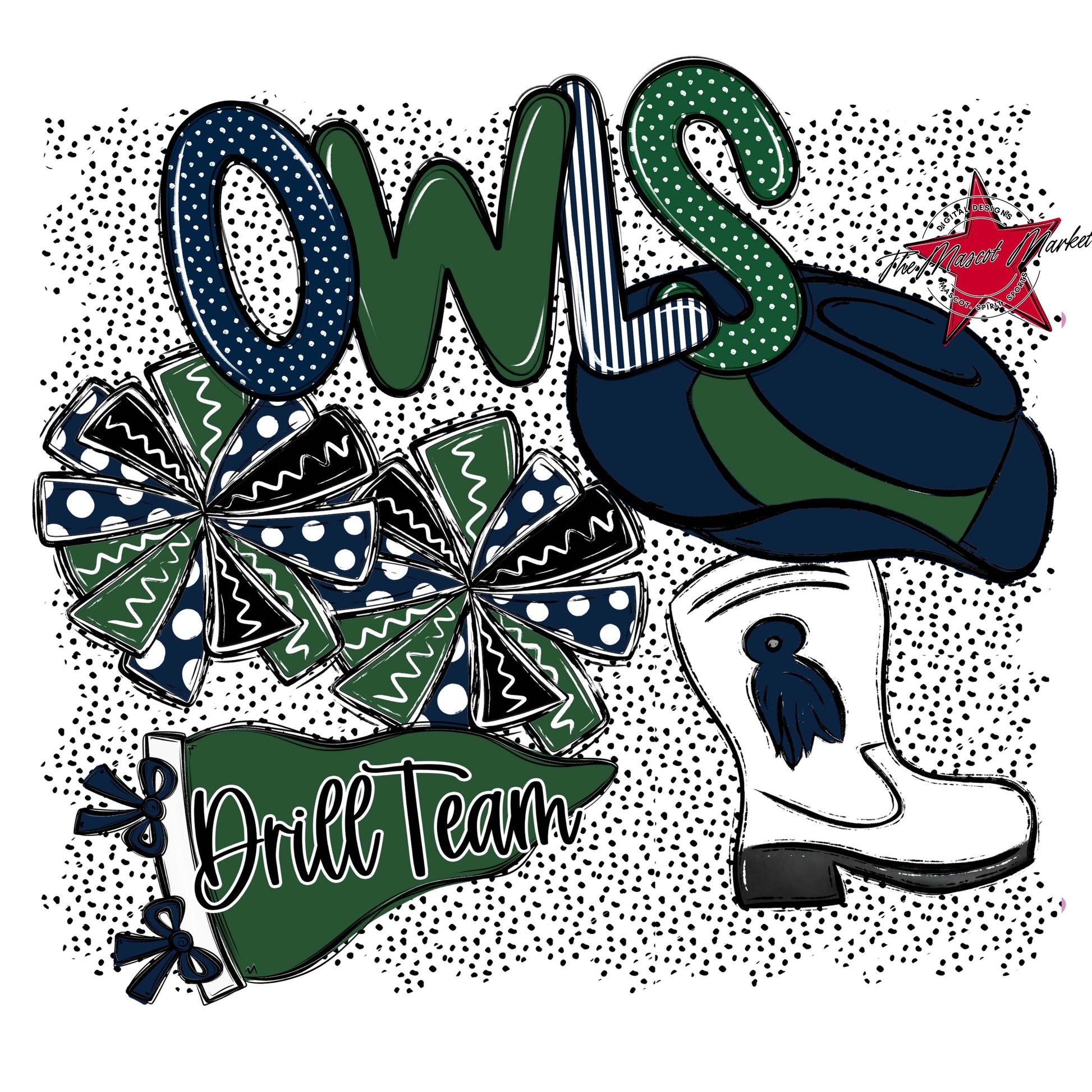 Owls Drillteam Spirit-Navy & Green