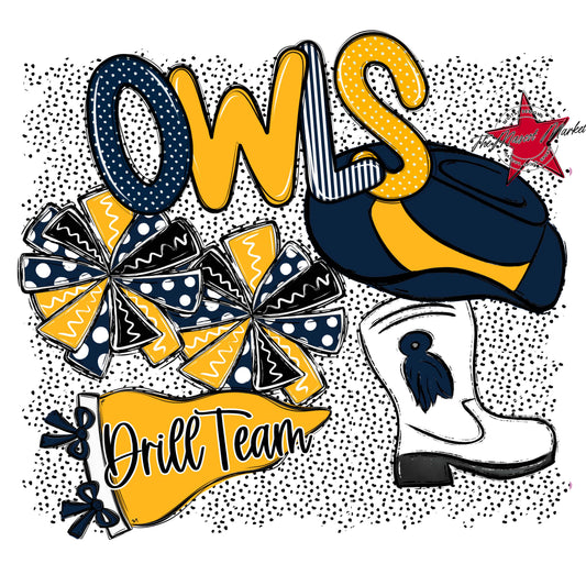 Owls Drillteam Spirit-Navy & Yellow