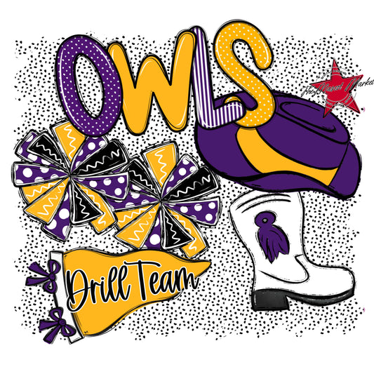 Owls Drillteam Spirit-Purple & Yellow