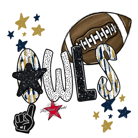 Owls Football Scrape-Navy-Gold