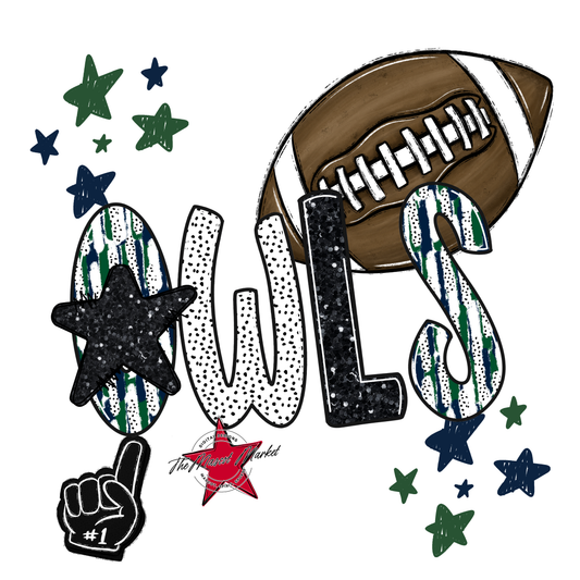 Owls Football Scrape-Navy-Green