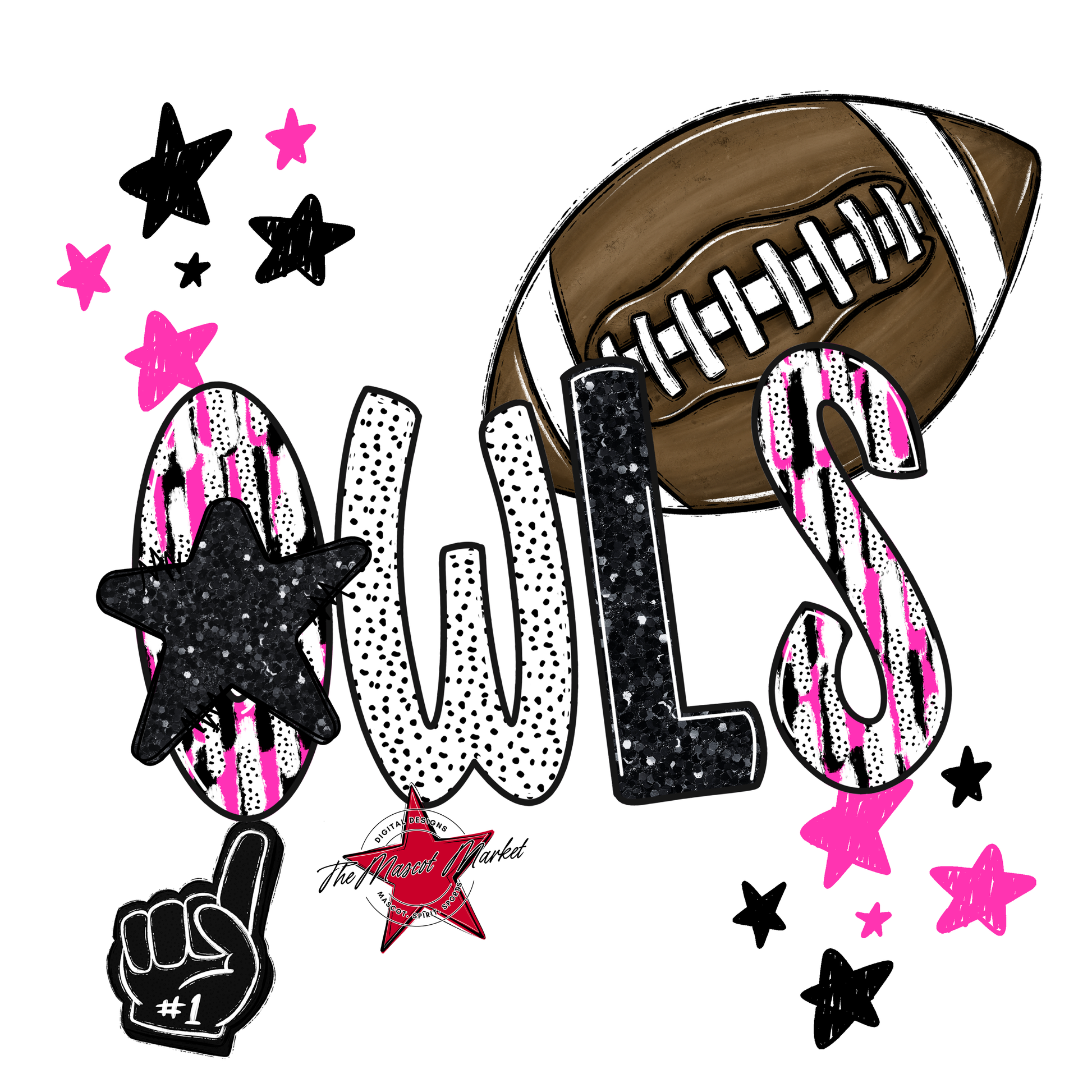 Owls Football Scrape-Pink