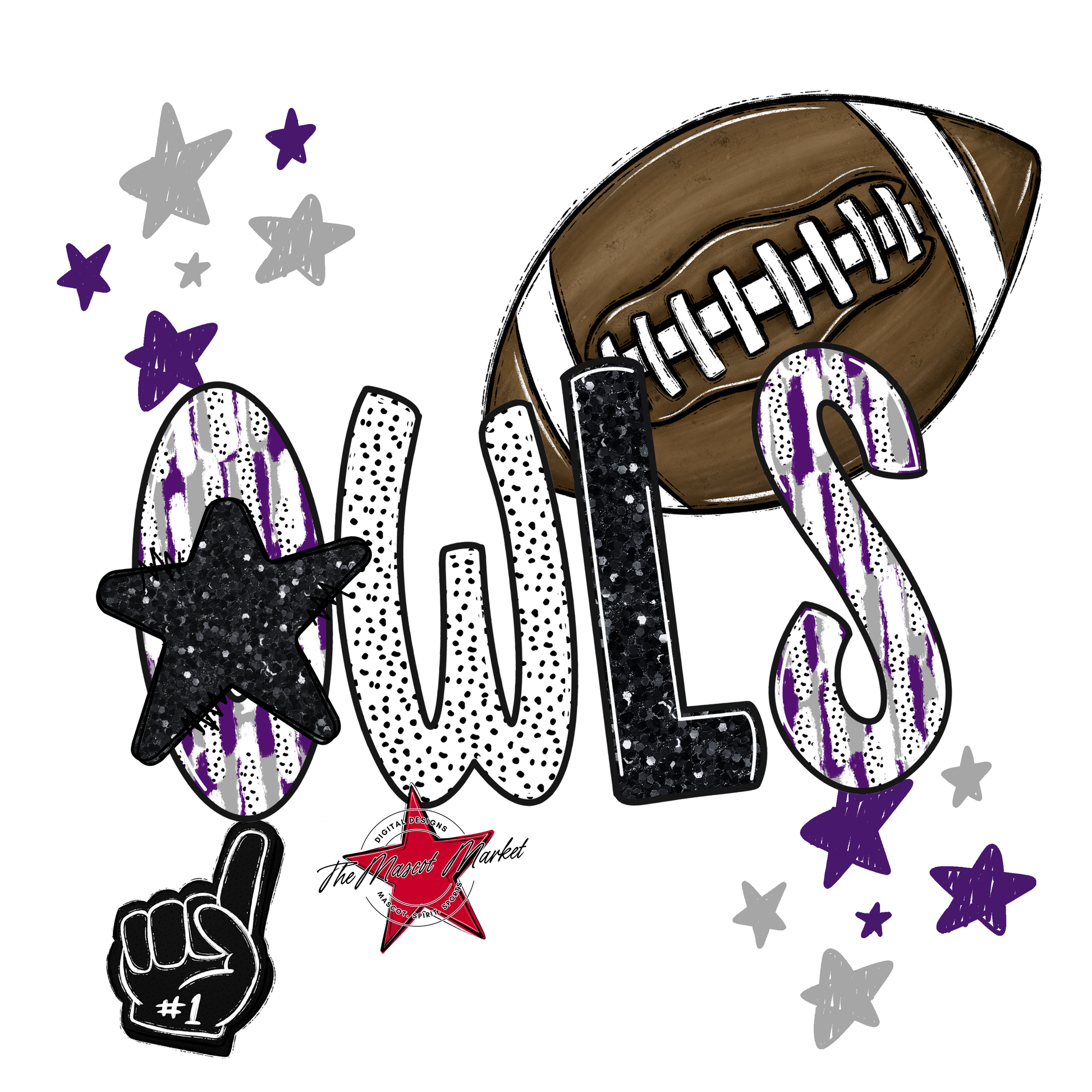 Owls Football Scrape-Purple-Grey