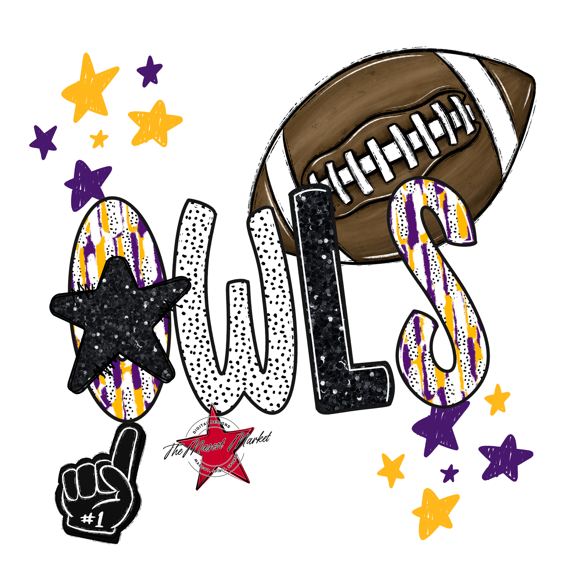 Owls Football Scrape-Purple-Yellow