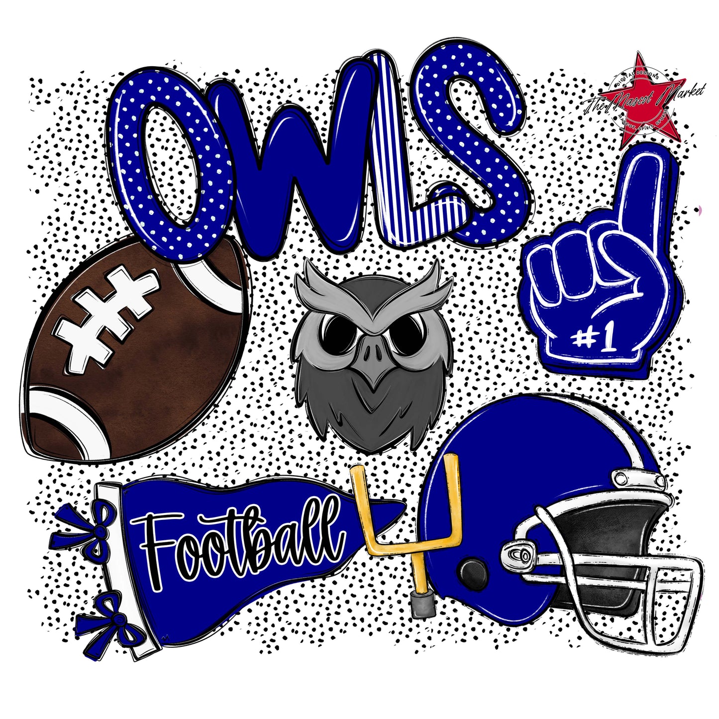 Owls Football Spirit-Blue