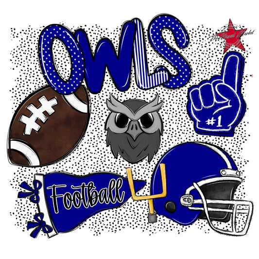 Owls Football Spirit-Blue