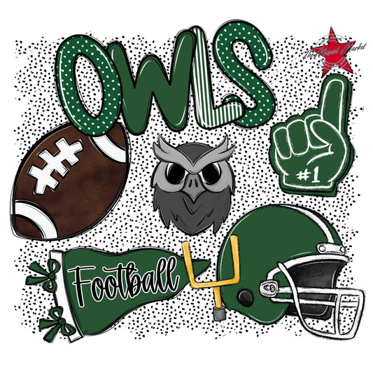 Owls Football Spirit-Green