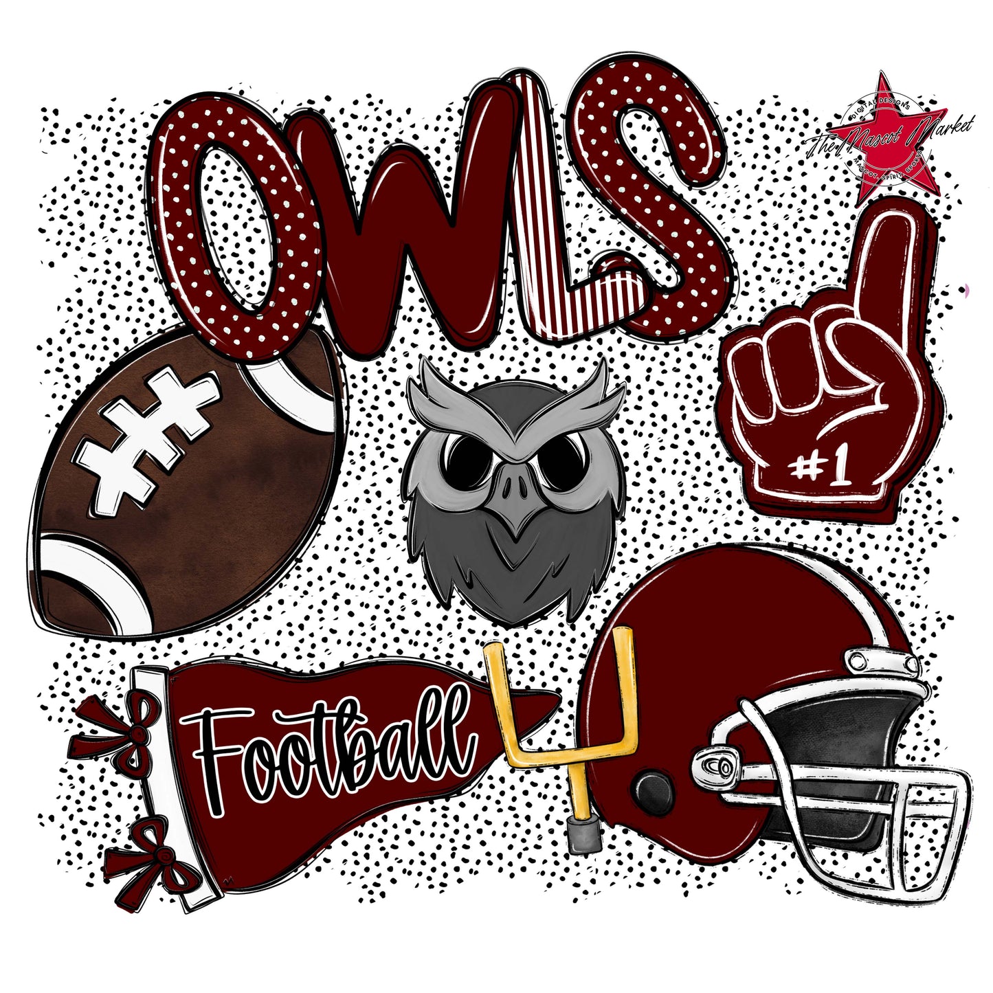Owls Football Spirit-Maroon