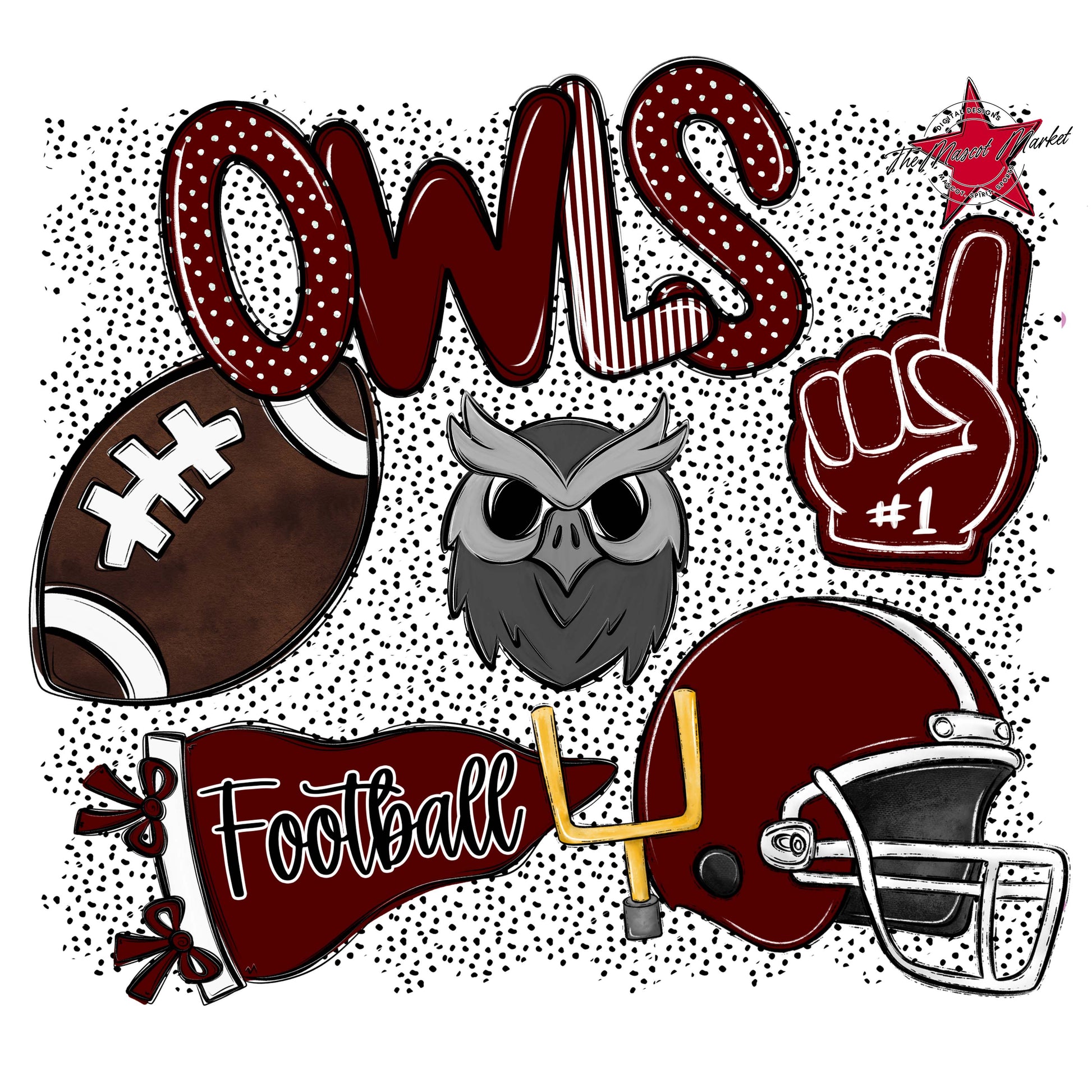 Owls Football Spirit-Maroon