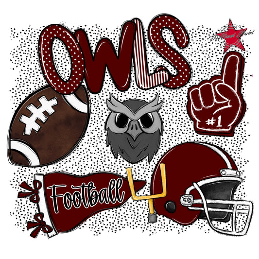 Owls Football Spirit-Maroon