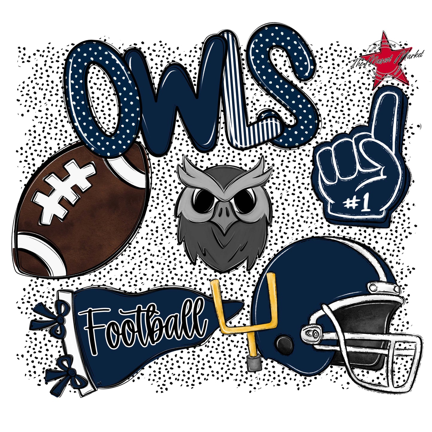 Owls Football Spirit-Navy