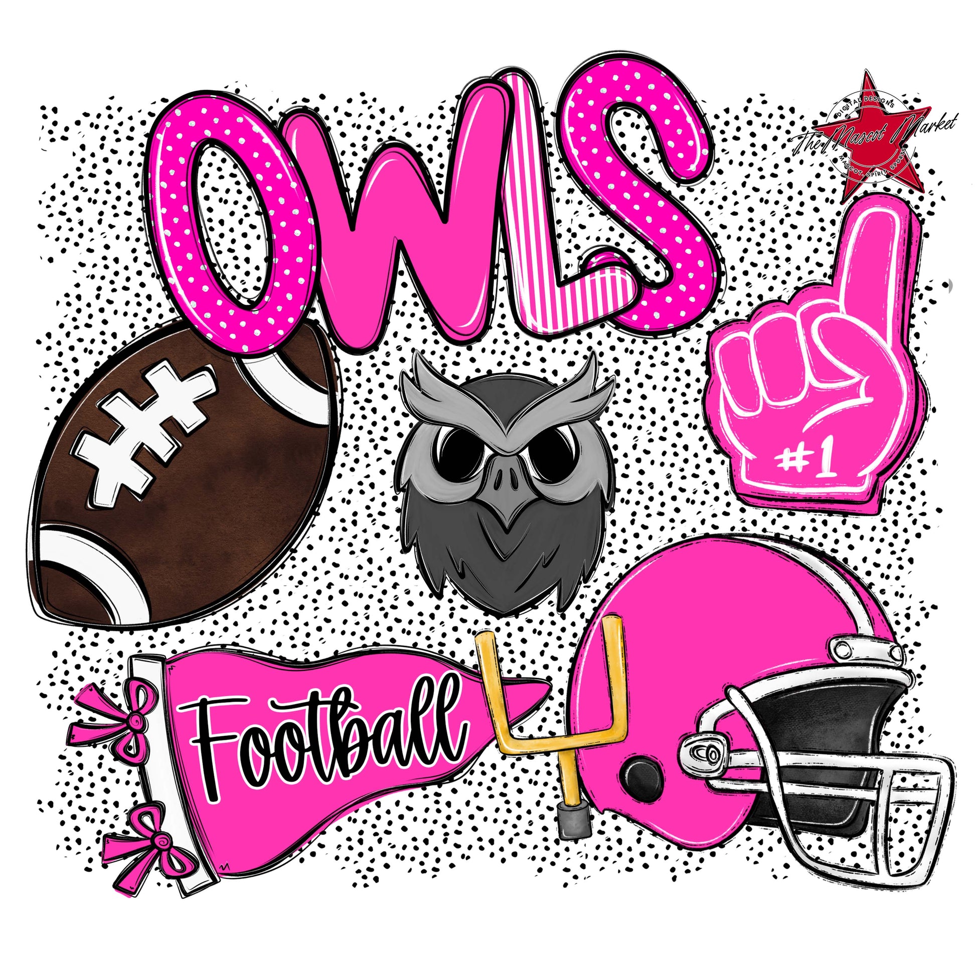 Owls Football Spirit-Pink