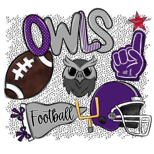 Owls Football Spirit-Purple & Grey