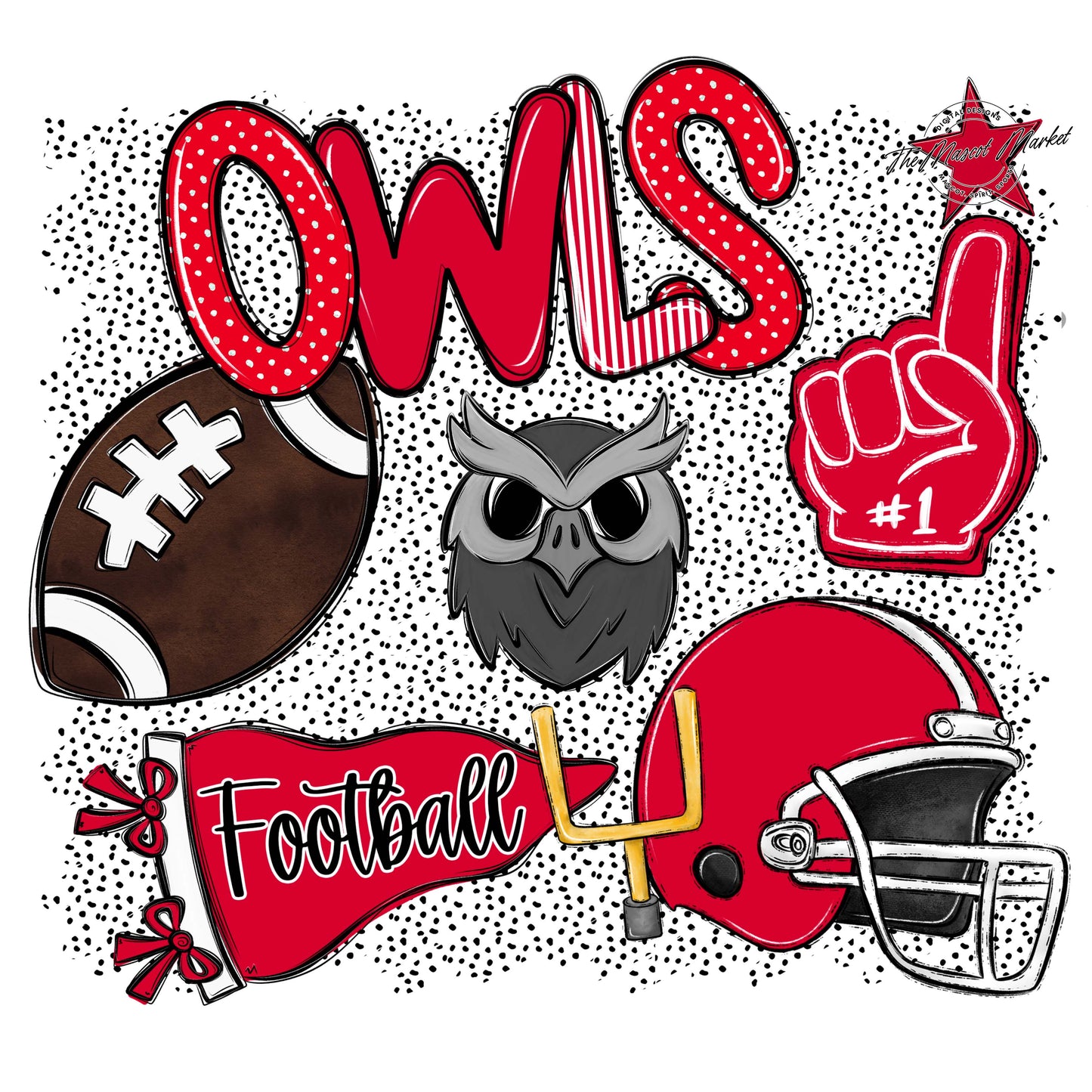 Owls Football Spirit-Red