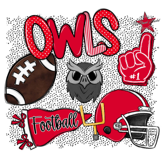 Owls Football Spirit-Red