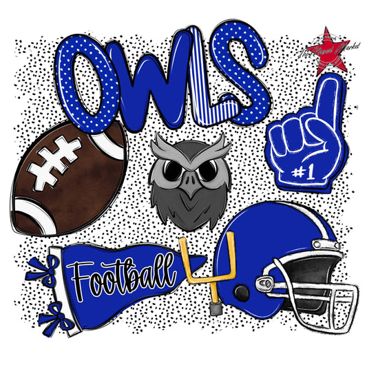 Owls Football Spirit-Royal Blue