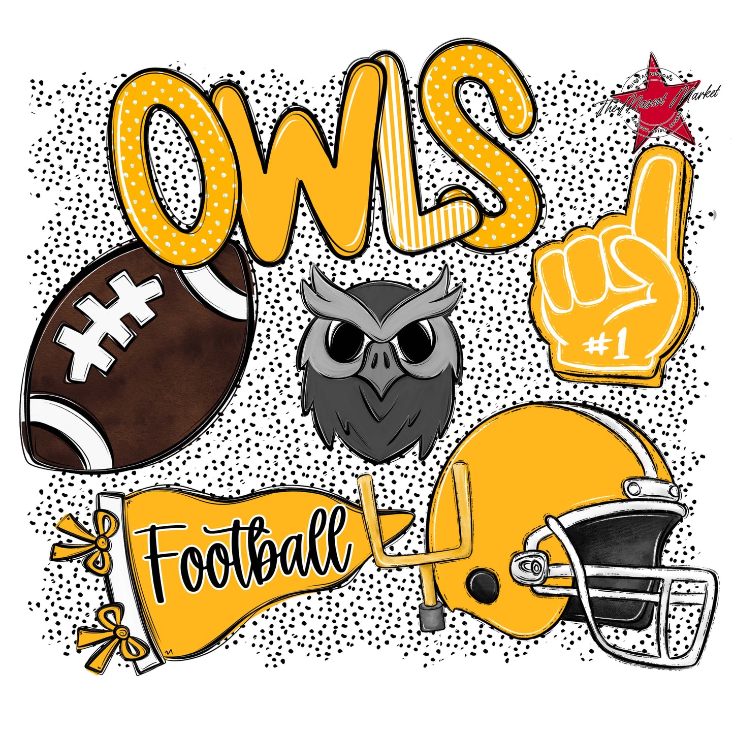 Owls Football Spirit-Yellow