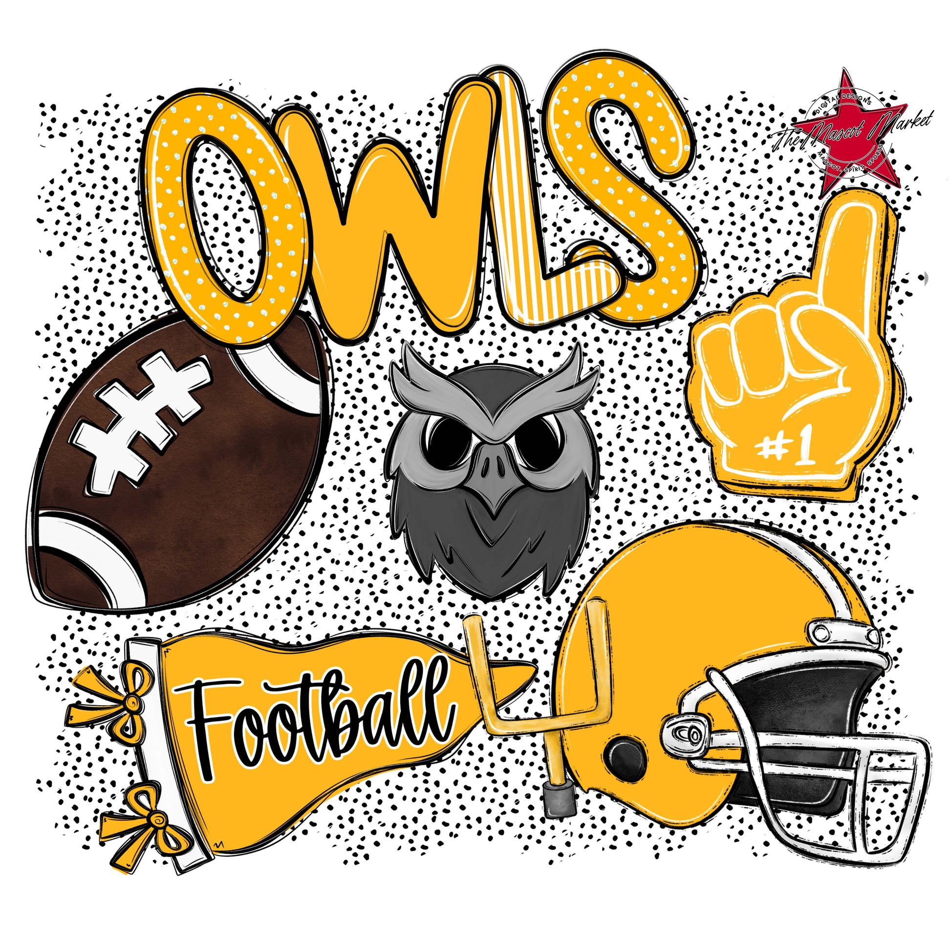 Owls Football Spirit-Yellow