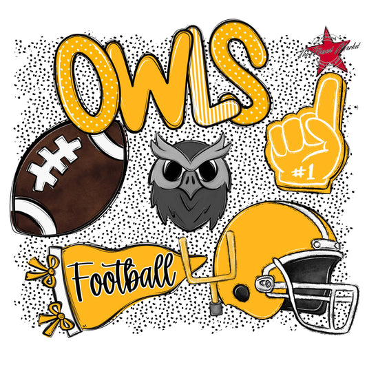 Owls Football Spirit-Yellow
