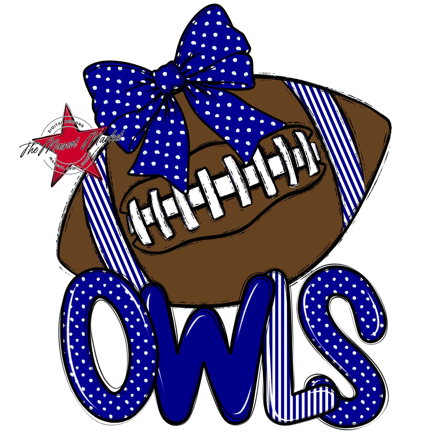 Owls Football Spirit Design-Blue