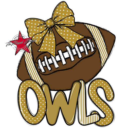Owls Football Spirit Design-Gold