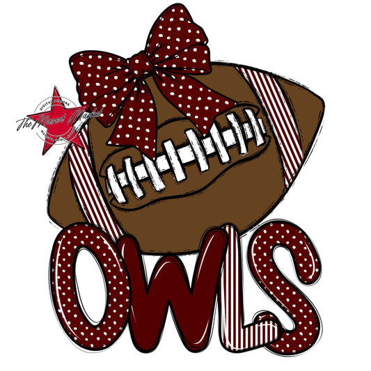 Owls Football Spirit Design-Maroon