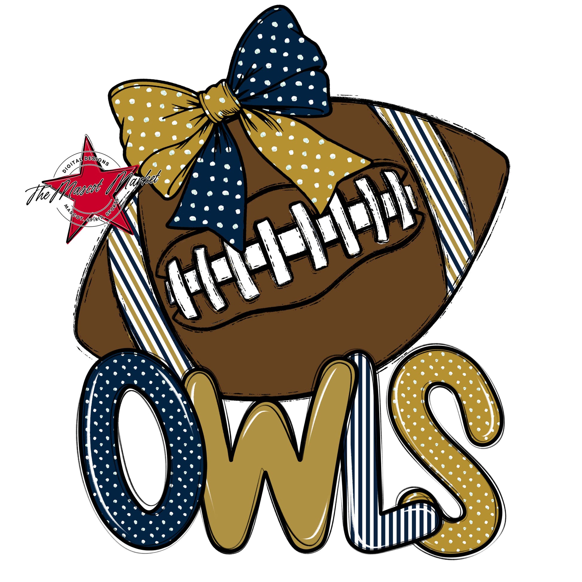 Owls Football Spirit Design-Navy & Gold