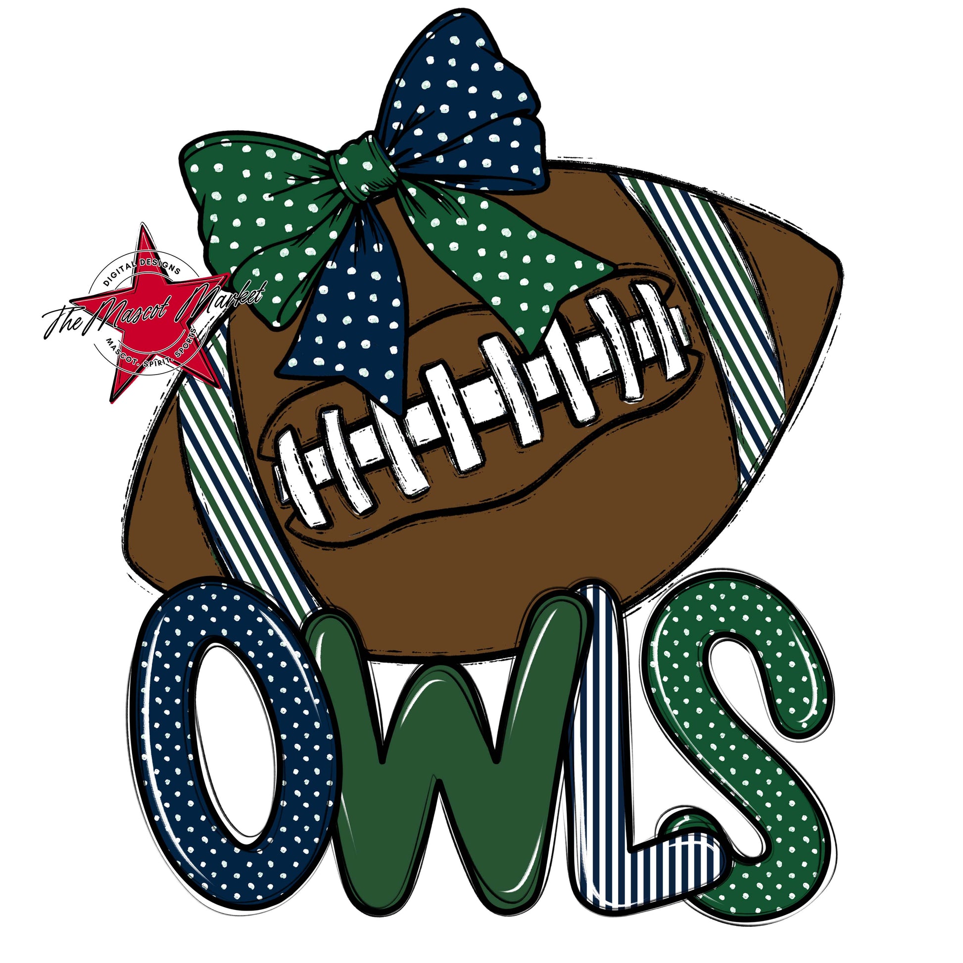 Owls Football Spirit Design-Navy & Green