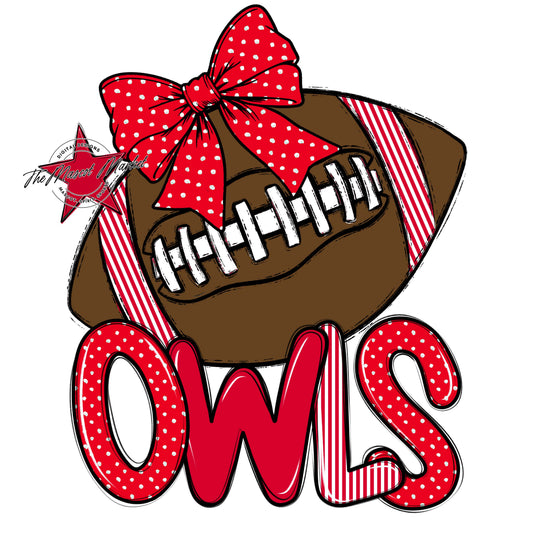Owls Football Spirit Design-Red