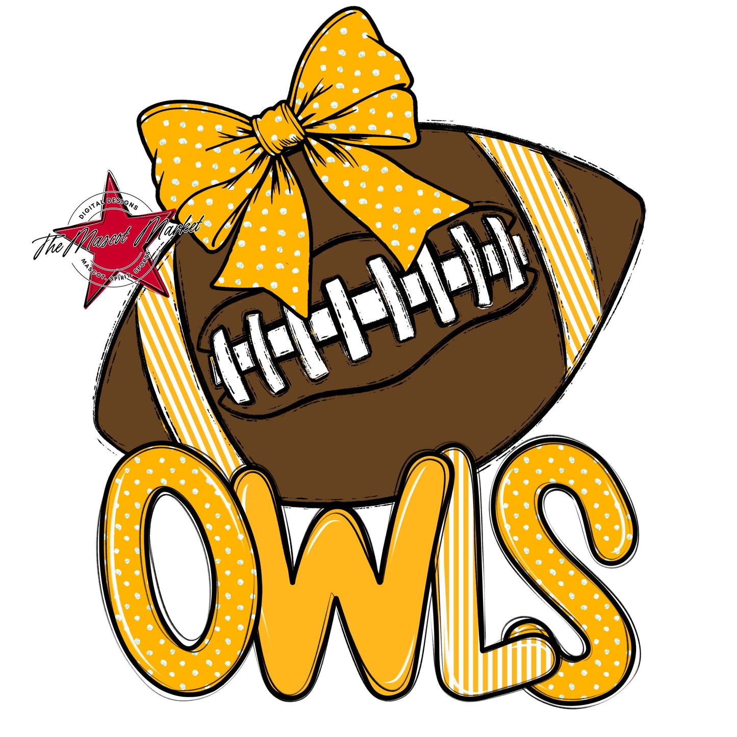 Owls Football Spirit Design-Yellow