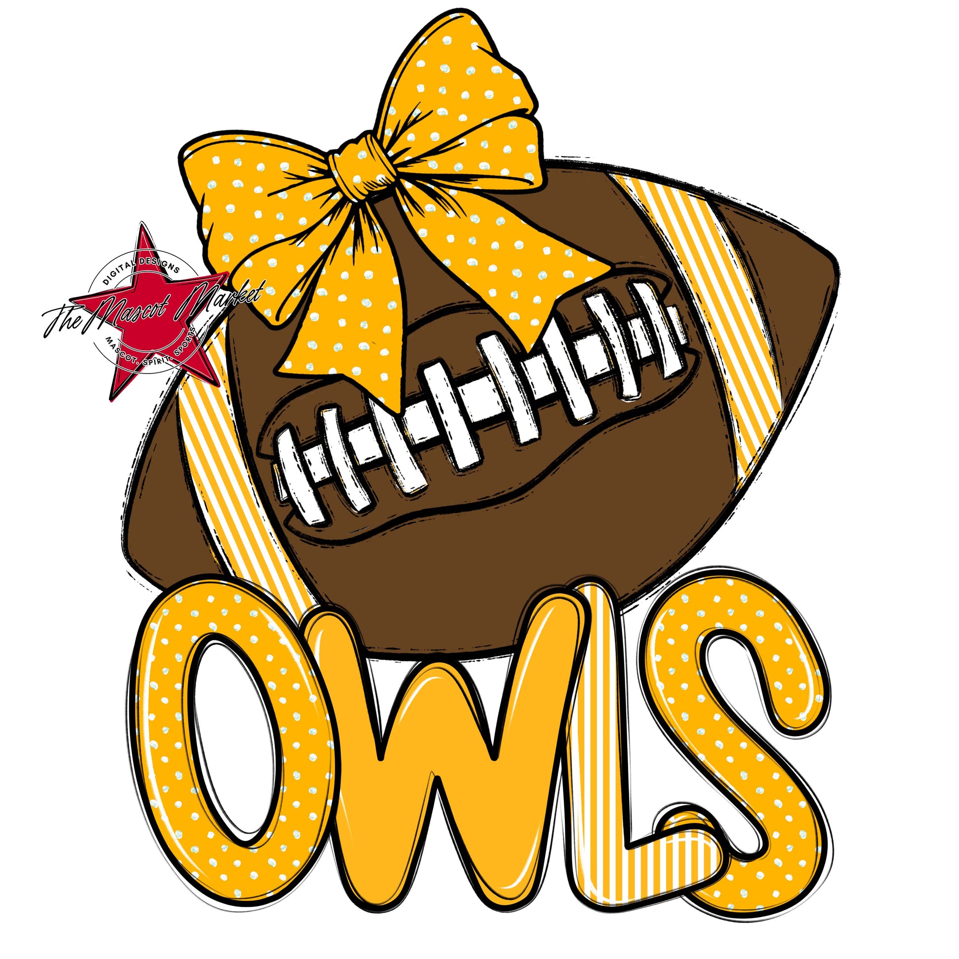 Owls Football Spirit Design-Yellow