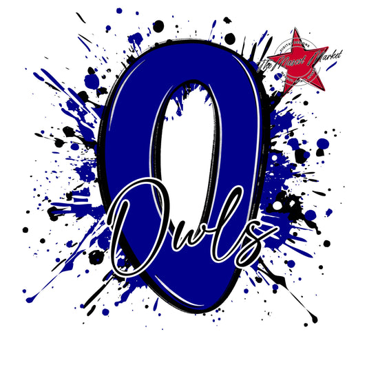 Owls Mascot Splatter-Blue