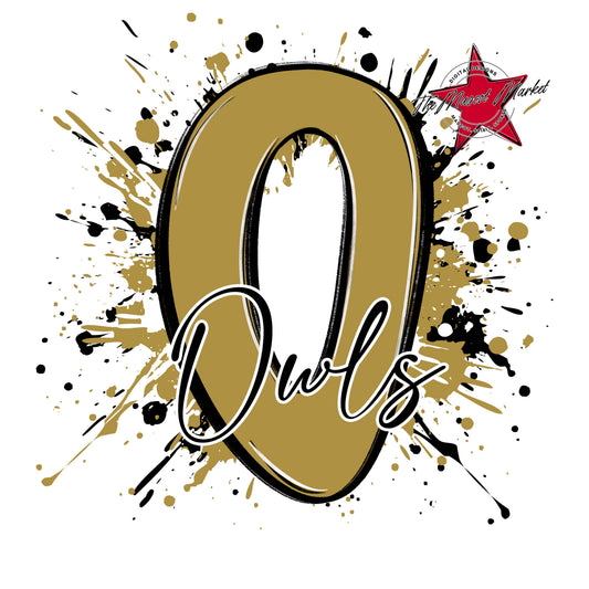 Owls Mascot Splatter-Gold