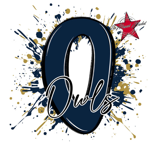 Owls Mascot Splatter-Navy & Gold