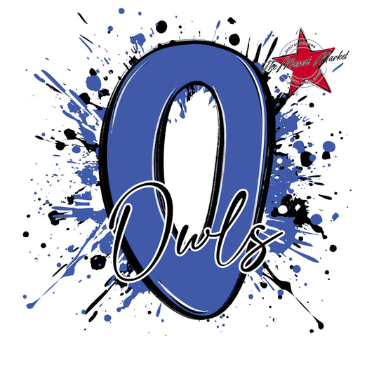 Owls Mascot Splatter-Off Blue