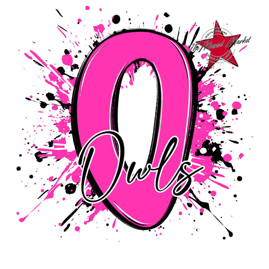 Owls Mascot Splatter-Pink