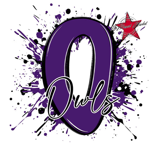 Owls Mascot Splatter-Purple